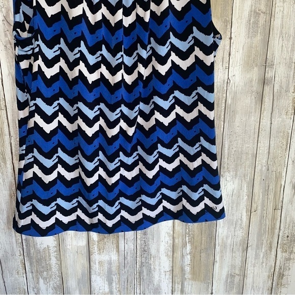 Calvin Klein Blue Patterned Sleeveless Blouse - Picture 3 of 4